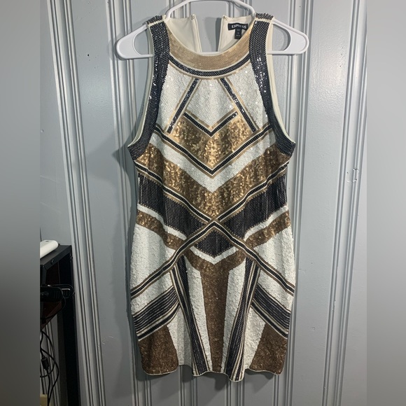 Black gold and white formal mid dress Black gold and white formal mid dress
